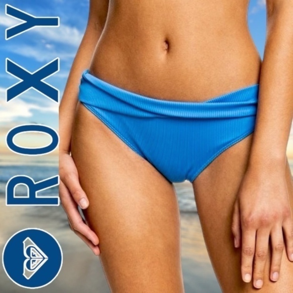 ROXY Love-The-Sand-Swept Mod. Coverage Seamless Fold-Over Bikini Bottom NWT/Lg